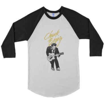Chuck Berry Duck Walking Baseball T-Shirt - White-Black