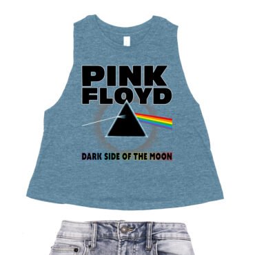 Pink Floyd Dark Side of the Moon Racerback Crop Top - Women's - Heather Deep Teal
