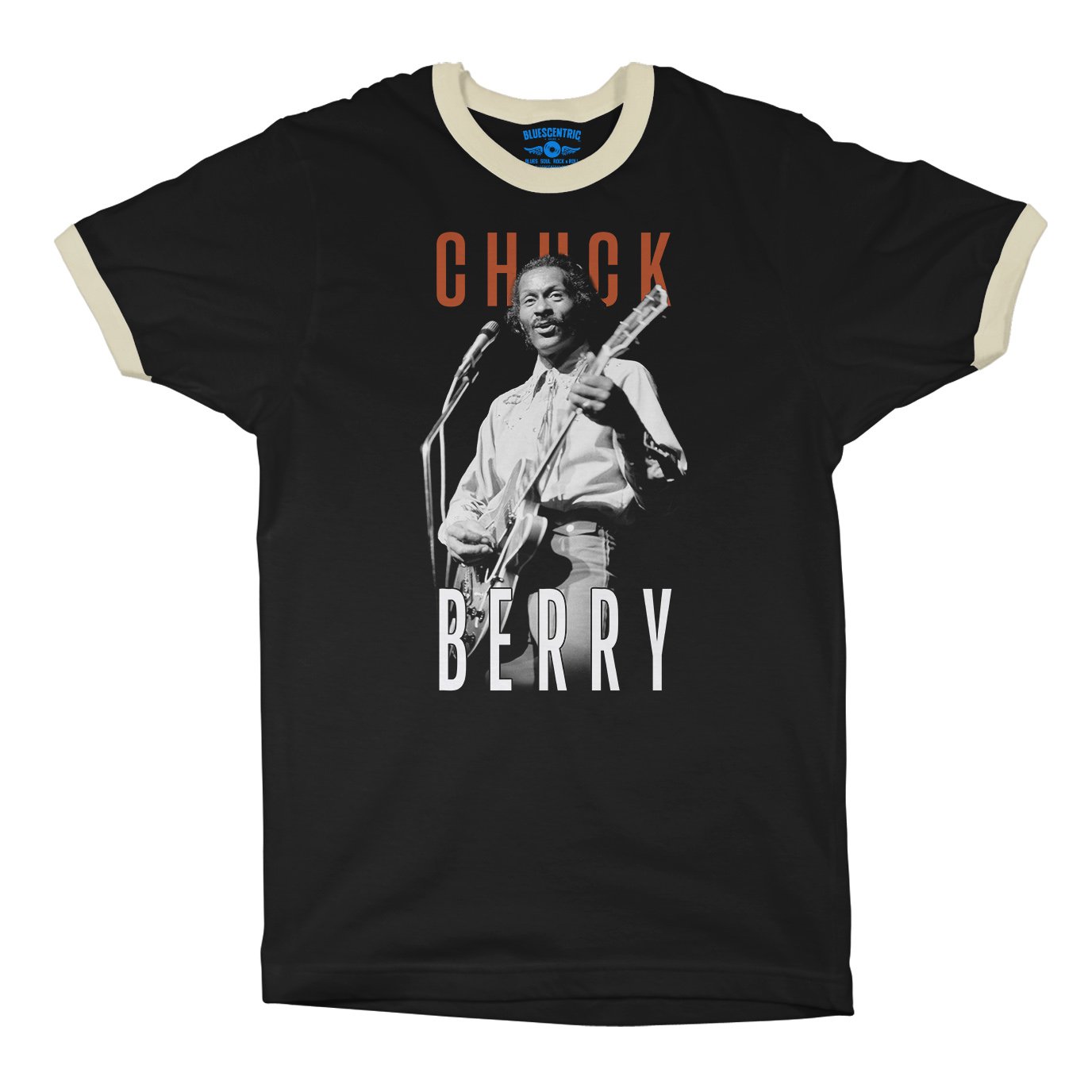 Graphic Chuck Berry Guitar Ringer T-Shirt in default