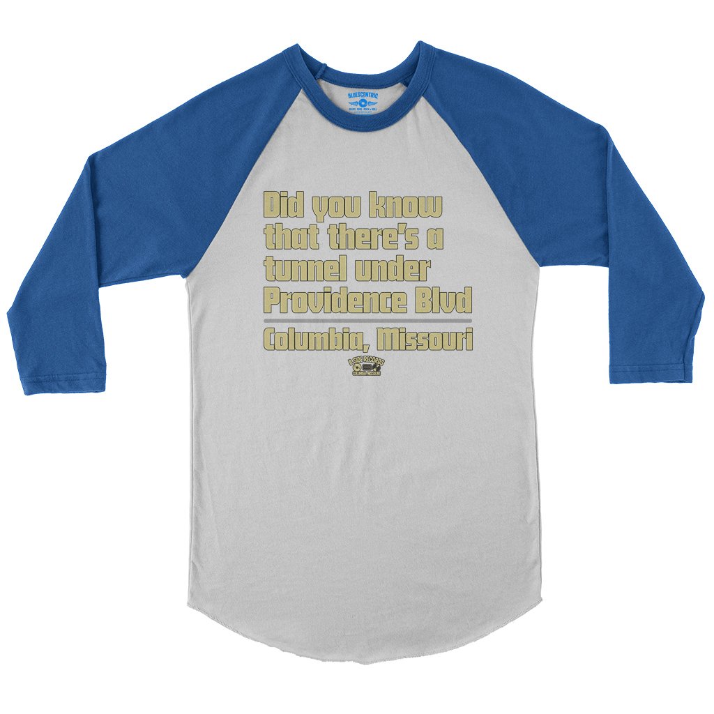 Tunnel Under Providence Blvd Columbia Mo Baseball T-Shirt in White True Royal