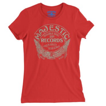Majestic Records Gold Eagle Ladies T-Shirt - Relaxed Fit - Red