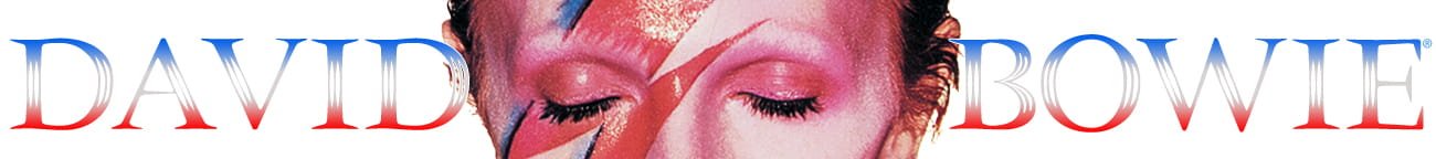 David Bowie banner with Aladdin Sane lightning bolt artwork