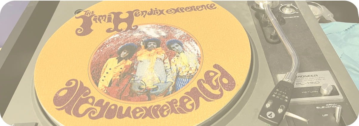 Turntable slipmats for record players with graphic and band 12-inch felt designs