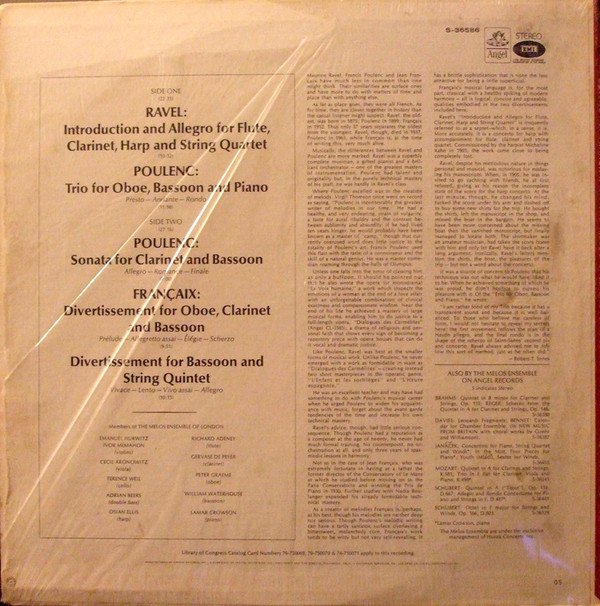 Maurice Ravel, Francis Poulenc, Jean Françaix, Melos Ensemble Of London-1