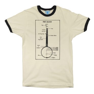 Banjo Diagram Ringer T-Shirt - Natural Black