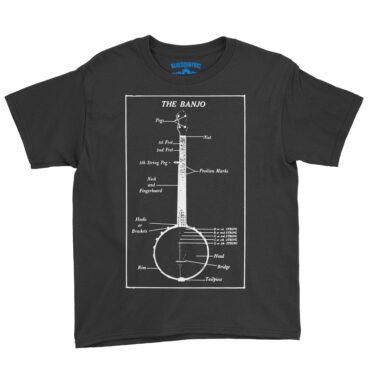 Banjo Diagram Youth T-Shirt - Lightweight Children & Toddlers - Black