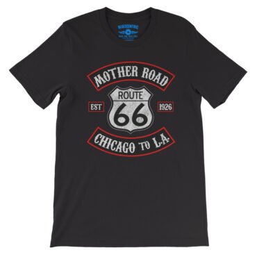 Route 66 Biker T-Shirt - Lightweight Vintage Style - Black