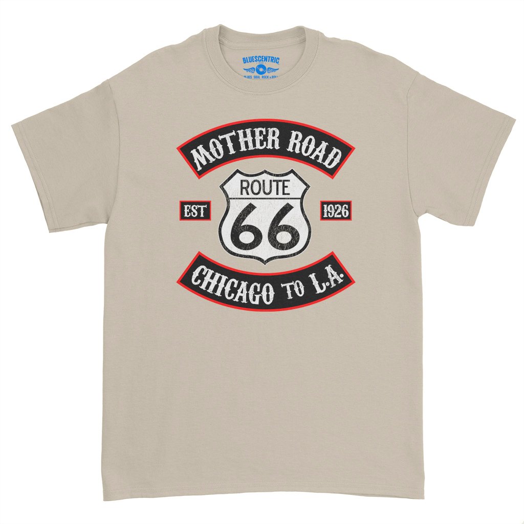 Route 66 Biker T-Shirt - Heavy Cotton - Sand
