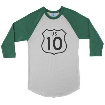 US Route 10 Baseball T-Shirt - White Kelly