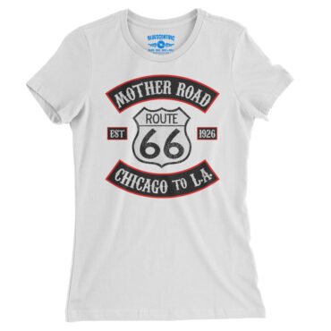 Route 66 Biker Ladies T-Shirt - Relaxed Fit - White