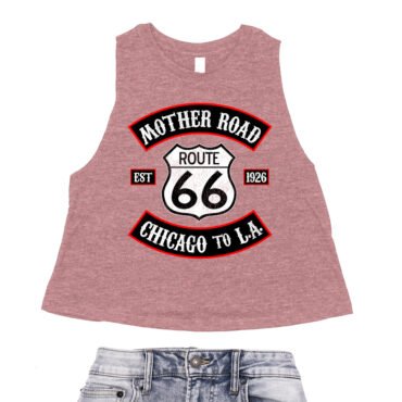 Route 66 Biker Racerback Crop Top - Women's - Heather Mauve