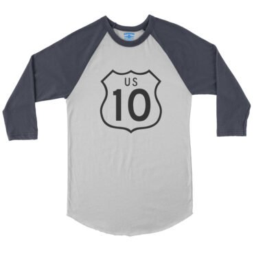 US Route 10 Baseball T-Shirt - White Navy