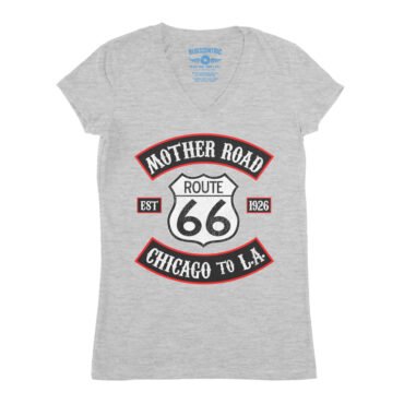 Route 66 Biker V-Neck T Shirt - Women's - Athletic Heather