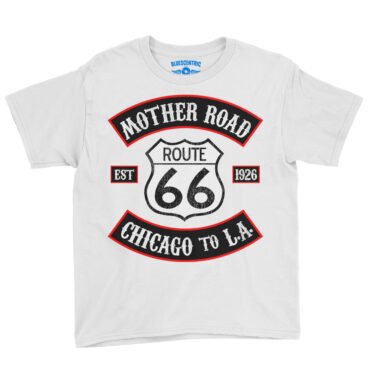 Route 66 Biker Youth T-Shirt - Lightweight Children & Toddlers - White