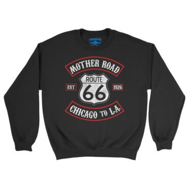 Route 66 Biker Crewneck Sweatshirt - Black
