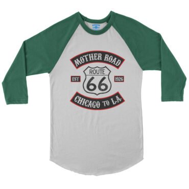 Route 66 Biker Baseball T-Shirt - White Kelly