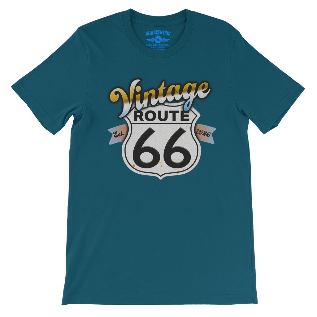 Vintage Route 66 T-Shirt - Lightweight Vintage Style - Deep Teal