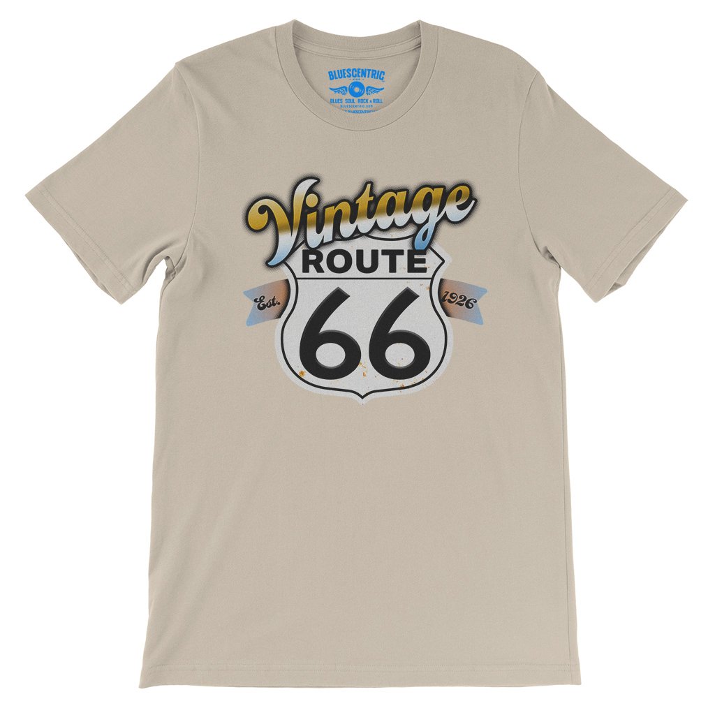 Vintage Route 66 T-Shirt - Lightweight Vintage Style - Soft Cream