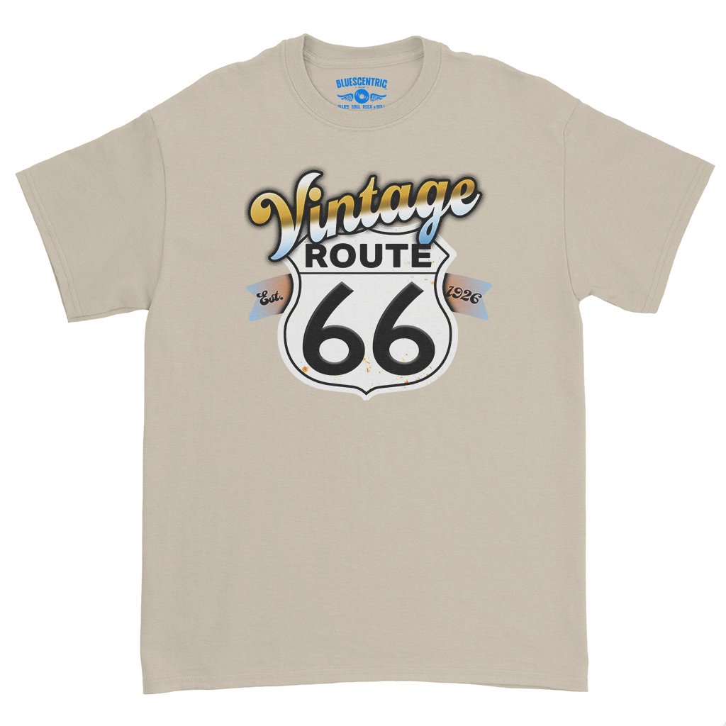 Vintage Route 66 T-Shirt - Heavy Cotton - Sand