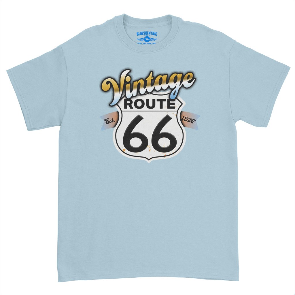 Vintage Route 66 T-Shirt - Heavy Cotton - Light Blue