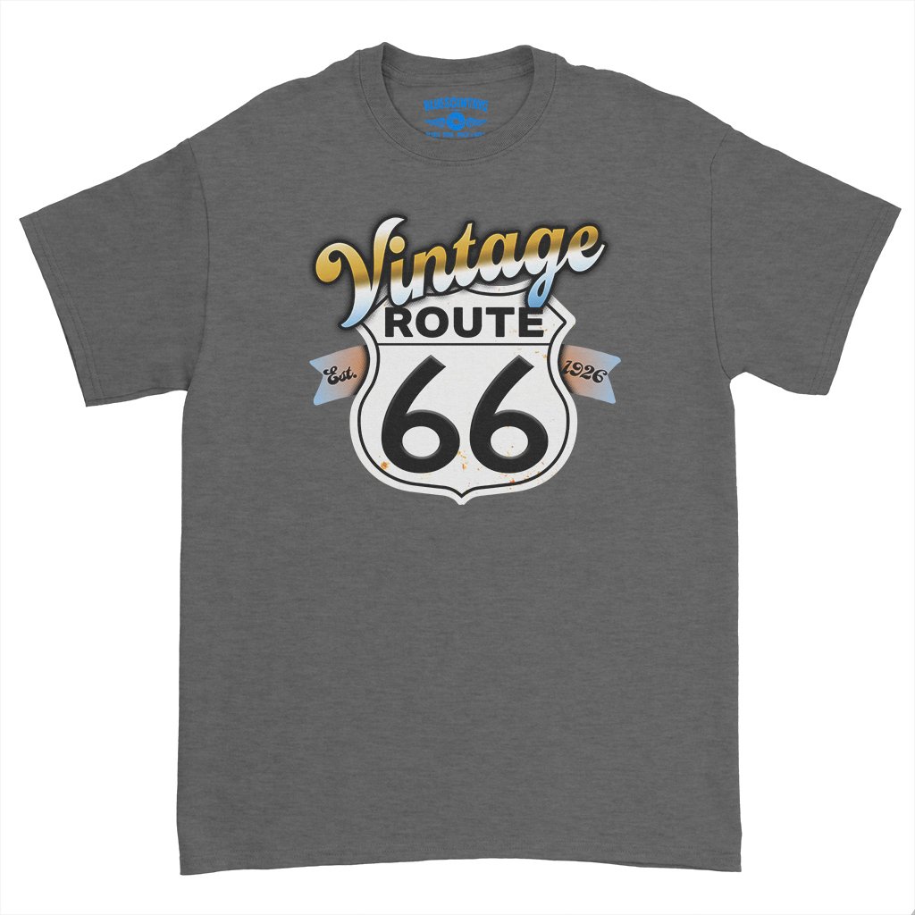 Vintage Route 66 T-Shirt - Heavy Cotton - Dark Heather
