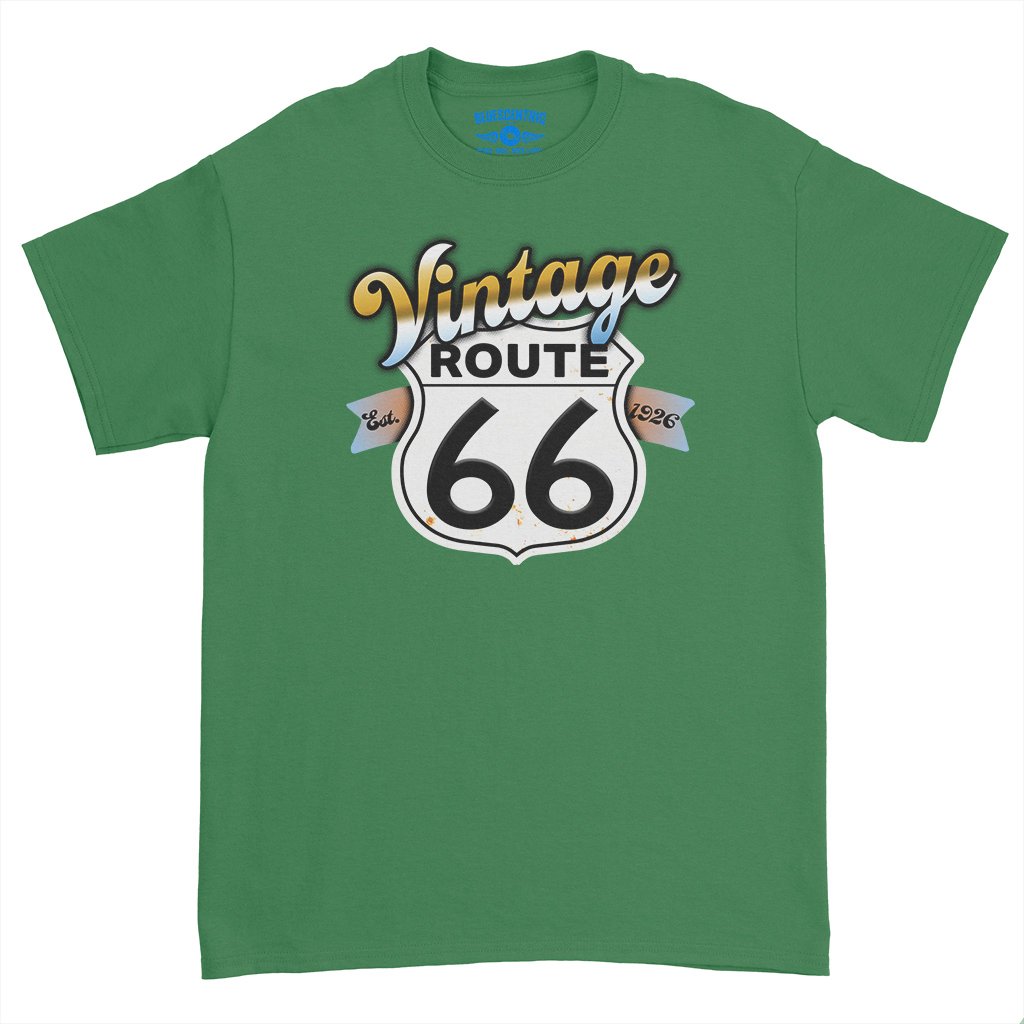 Vintage Route 66 T-Shirt - Heavy Cotton - Irish Green