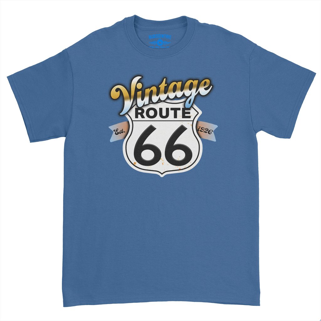 Vintage Route 66 T-Shirt - Heavy Cotton - Royal