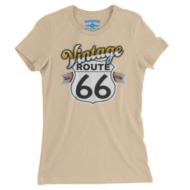 Vintage Route 66 Ladies T-Shirt - Relaxed Fit - Sand Dune