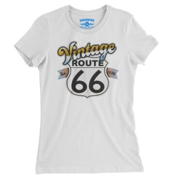 Vintage Route 66 Ladies T-Shirt - Relaxed Fit - White
