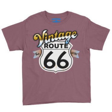 Vintage Route 66 Youth T-Shirt - Lightweight Children & Toddlers - Heather Maroon