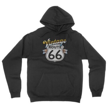 Vintage Route 66 Hooded Pullover Jacket - Black
