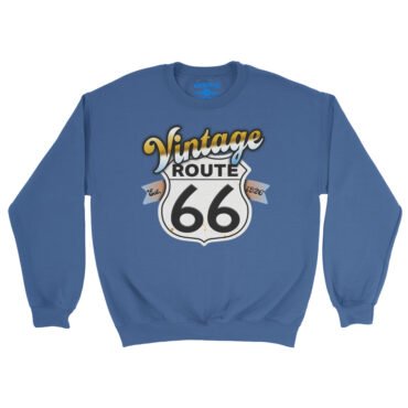 Vintage Route 66 Crewneck Sweatshirt - Royal