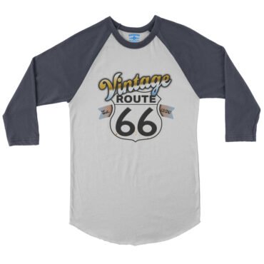 Vintage Route 66 Baseball T-Shirt - White Navy