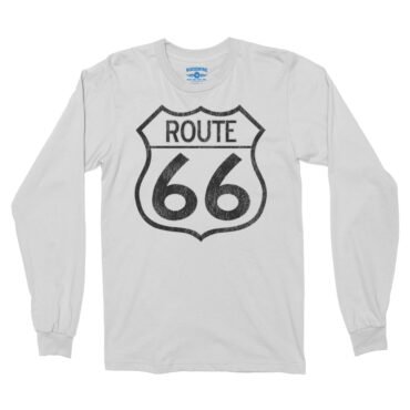 Distressed Route 66 Long Sleeve T-Shirt - White