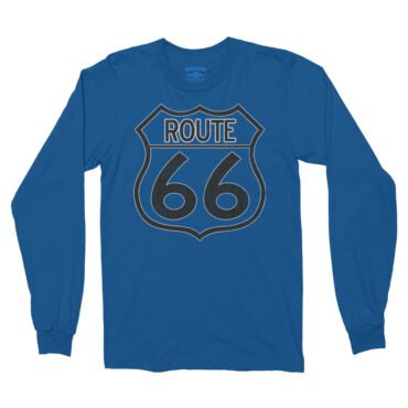 Distressed Route 66 Long Sleeve T-Shirt - Royal