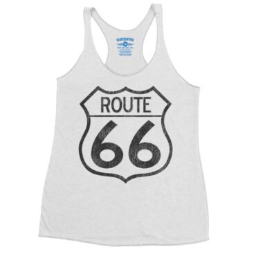 Distressed Route 66 Racerback Tank - Women's - Heather White