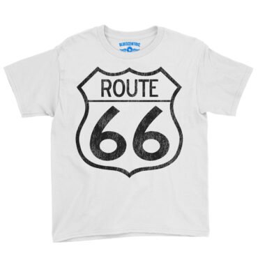 Distressed Route 66 Youth T-Shirt - Lightweight Children & Toddlers - White