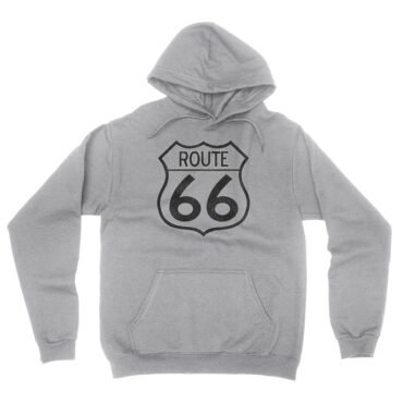 Distressed Route 66 Hooded Pullover Jacket - Ash