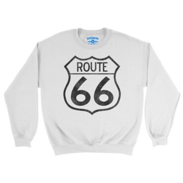 Distressed Route 66 Crewneck Sweatshirt - White