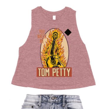 Tom Petty You Wreck Me Racerback Crop Top - Women's - Heather Mauve
