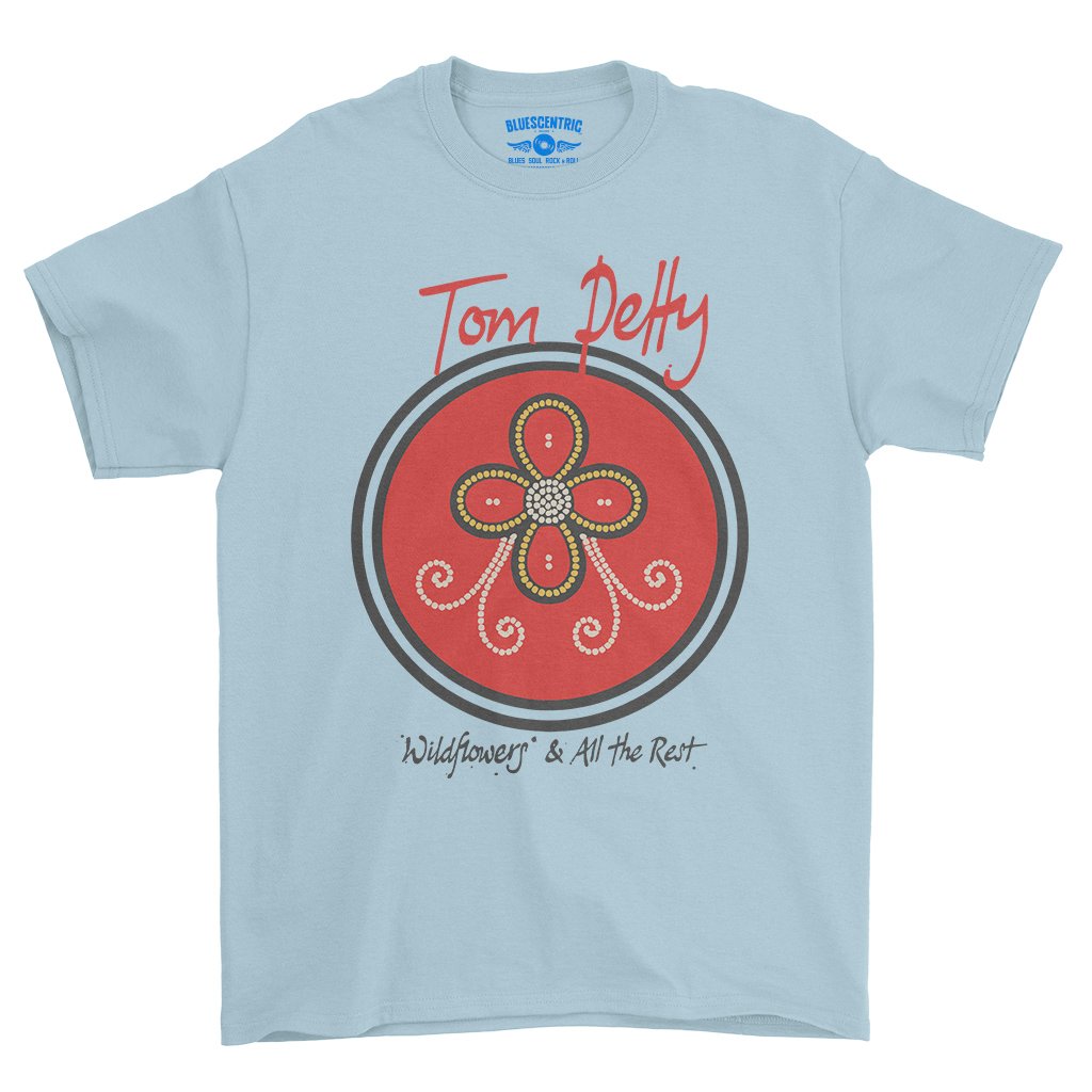 Tom Petty Wildflowers Logo T-Shirt - Heavy Cotton - Light Blue
