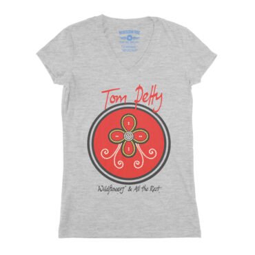 Tom Petty Wildflowers Logo V-Neck T Shirt - Women's - Athletic Heather