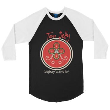 Tom Petty Wildflowers Logo Baseball T-Shirt - Black White