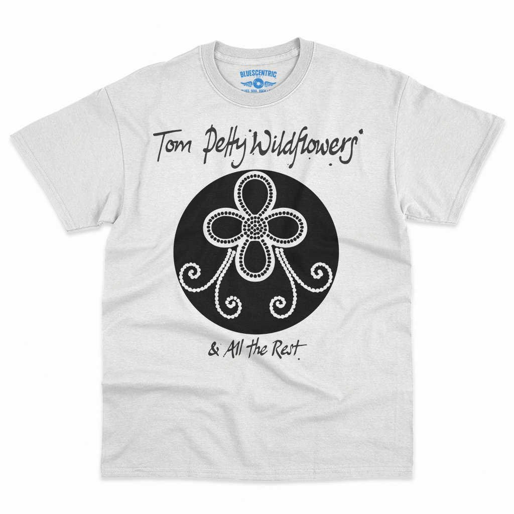 Tom Petty Black Wildflowers Logo T-Shirt - Men's Big & Tall - White