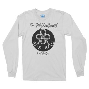 Tom Petty Black Wildflowers Logo Long Sleeve T-Shirt - White