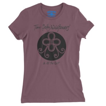 Tom Petty Black Wildflowers Logo Ladies T-Shirt - Relaxed Fit - Heather Maroon