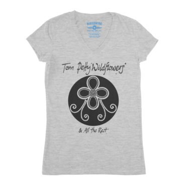 Tom Petty Black Wildflowers Logo V-Neck T Shirt - Women's - Athletic Heather