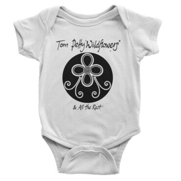 Tom Petty Black Wildflowers Logo Baby Onesie - White