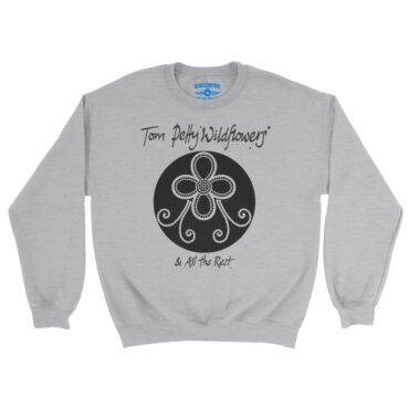 Tom Petty Black Wildflowers Logo Crewneck Sweatshirt - Grey Heather