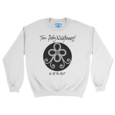 Tom Petty Black Wildflowers Logo Crewneck Sweatshirt - White